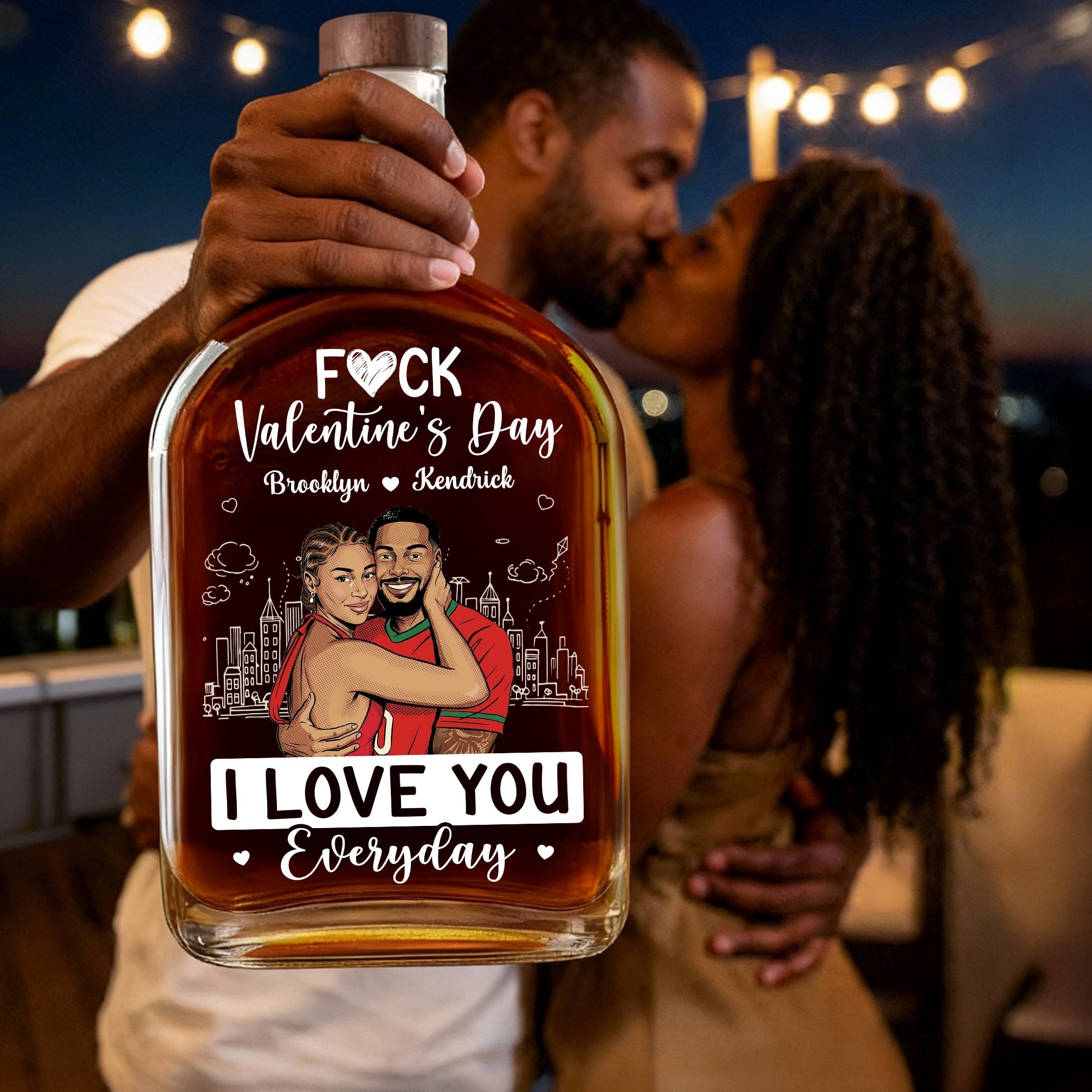 I Love You Everyday Comic Version - Personalized Whiskey Bottle