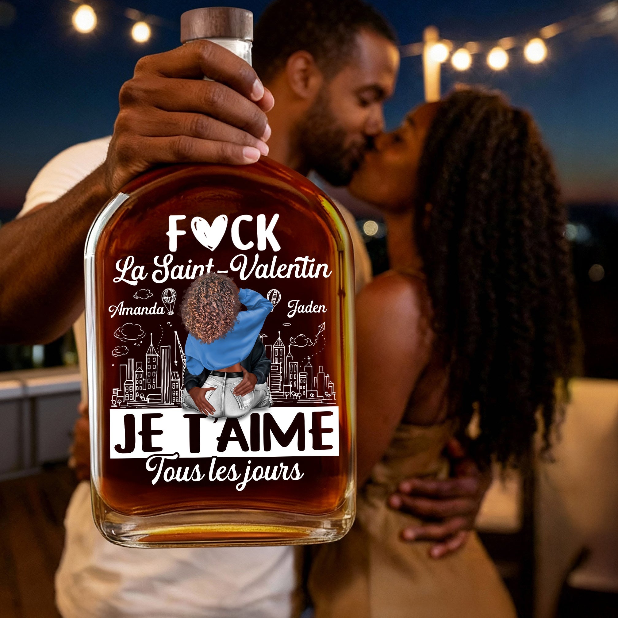 Je T’aime Tous Les Jours - Personalized Whiskey Bottle