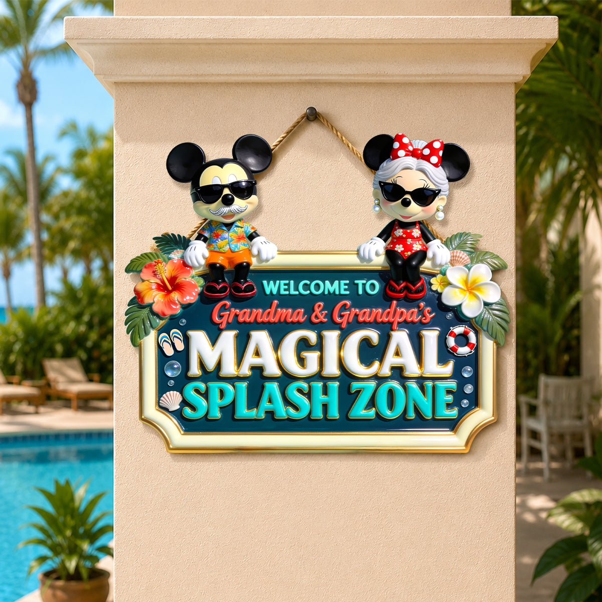 Tropical Splash Zone Acrylic Sign - Personalized Gifts For Grandparents 01PGDH140726