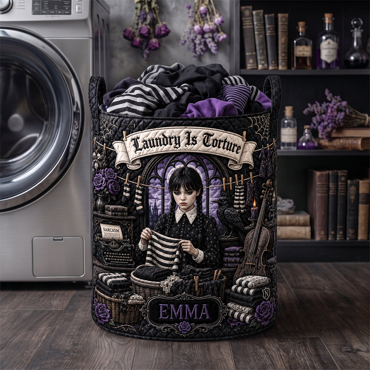 Dark Gothic Girl Laundry Basket - Personalized Gift 04HADH110726