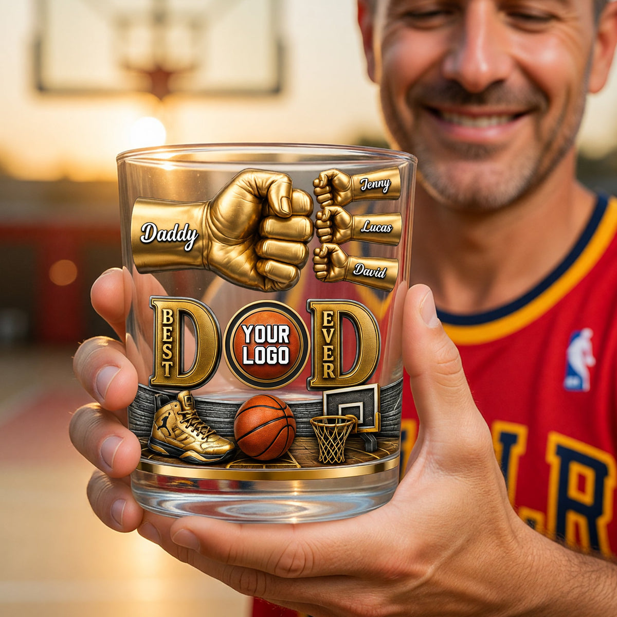 Sport Lover Dad 11oz Round Glass - Personalized Gifts For Father's Day Glass 03NAQN010626