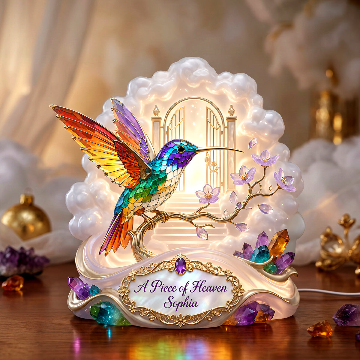 Memorial Hummingbird Acrylic Light Box - Personalized Gifts For Memorial 02tydh090626