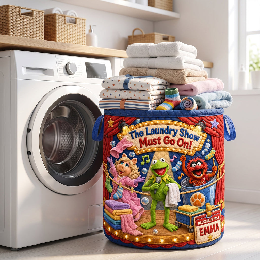The Laundry Must Go On Quilted Laundry Basket - Personalized Gifts 03haqn180726