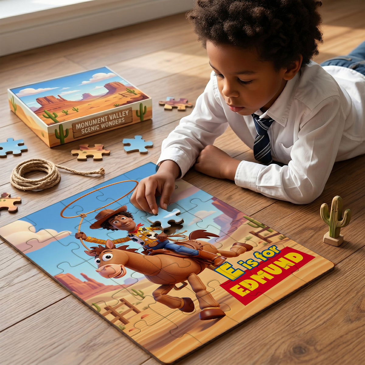 Custom Photo Cowboy Jigsaw Puzzle - Personalized Gifts For Kids 01hulu250626
