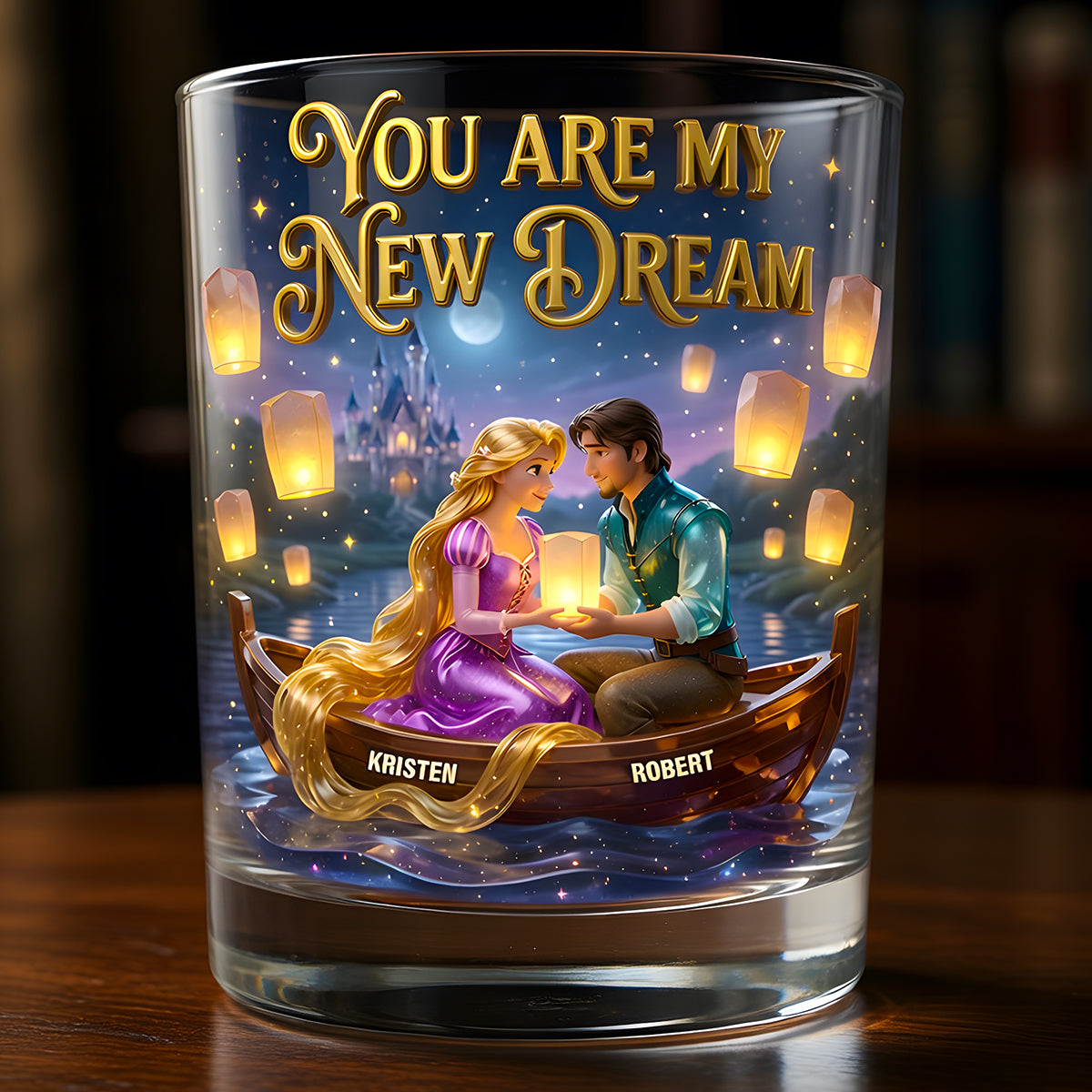 Fairytale Couple 11oz Round Glass - Personalized Gifts For Couple Glass 04TYDT160626