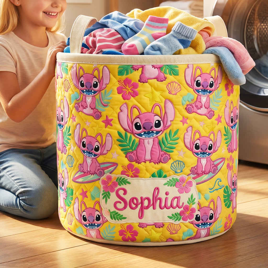 Cute Alien Quilted Laundry Basket - Personalized Gifts 02padt260626
