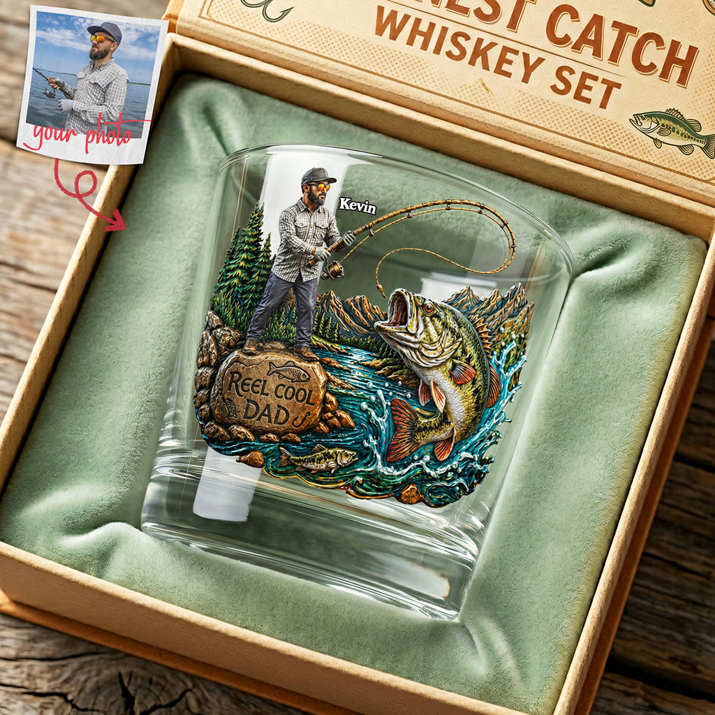 Marvelous Fishing Dad Drinking Glass - Custom Photo Gifts For Dads 03tota090526