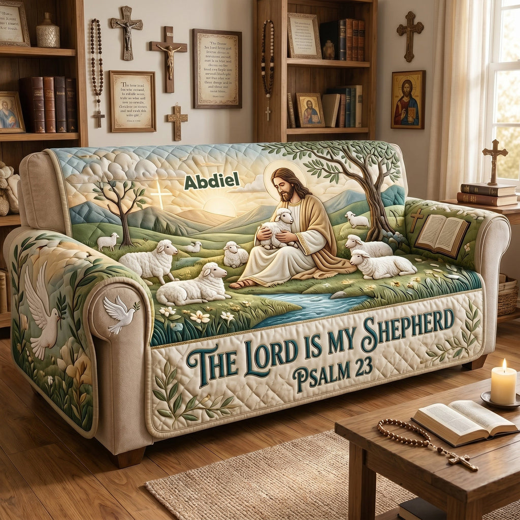 The Lord Is My Shepherd Quilted Sofa Cover - Personalized Gifts For Christians 01tylu230626