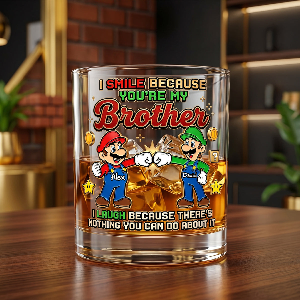 My Brother Best Brotherhood 11oz Round Glass - Personalized Gifts For Brother Glass 02NADH110626