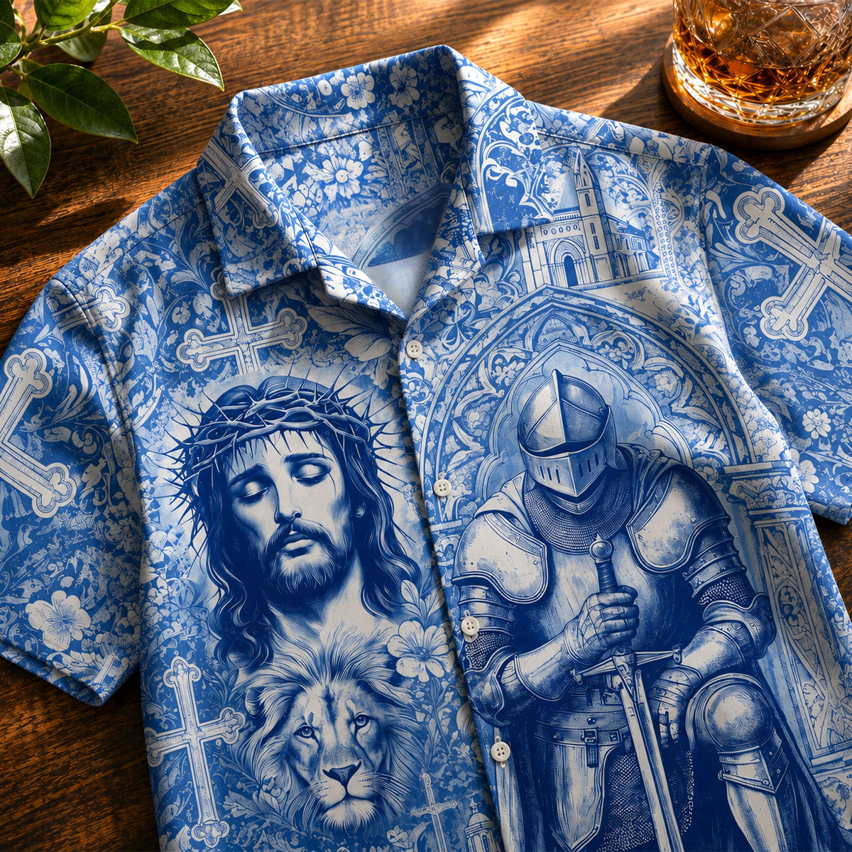 Kneeling Knight Toile de Jouy Hawaiian Shirt - Personalized Gifts For Christian Hawaiian Shirt 01HUDH170626