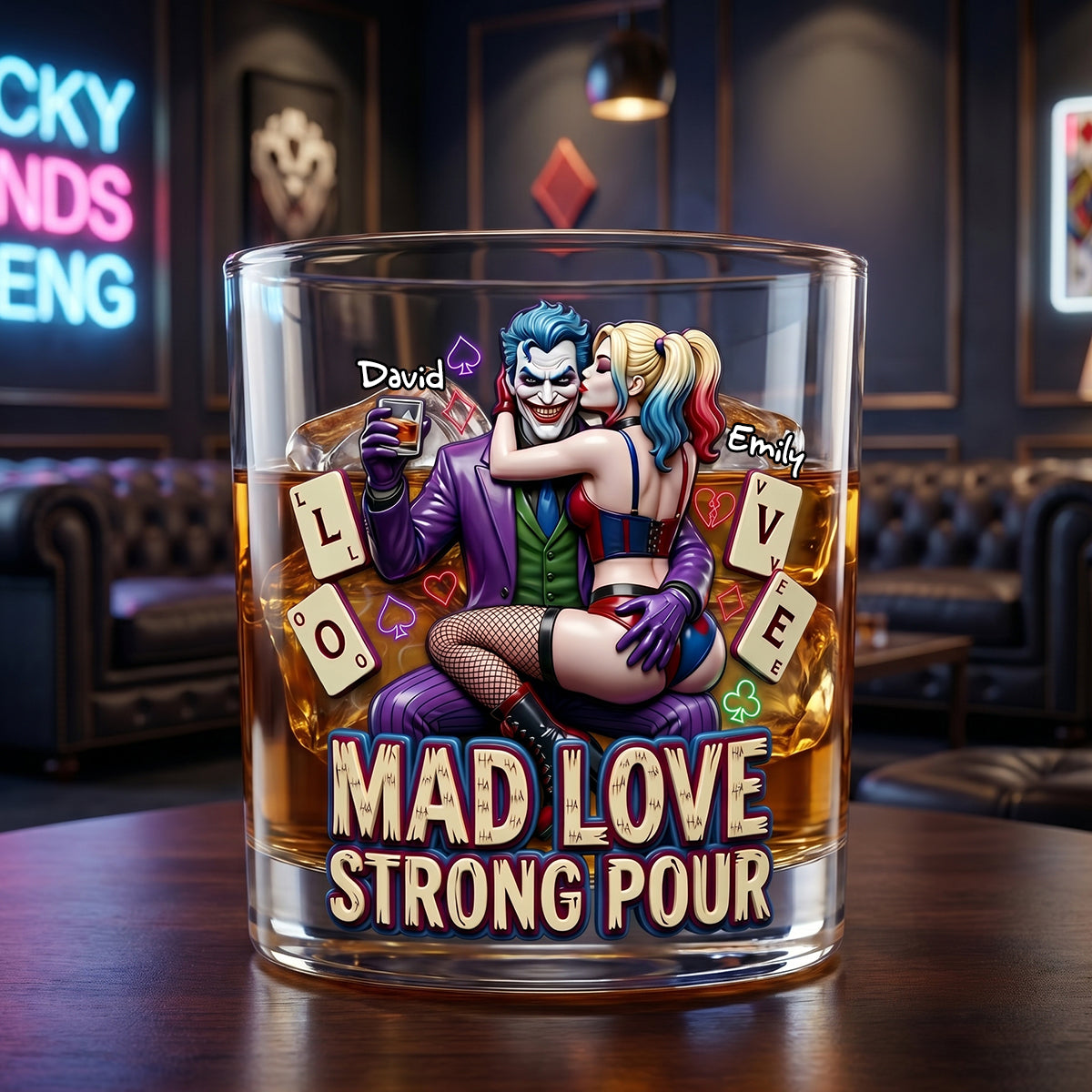Mad Chaos Couple Round Glass – Gifts For Couples 04tydh200626