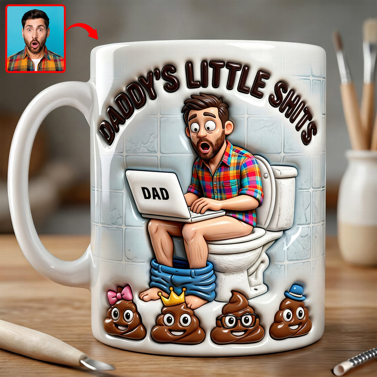 Funny Poop Dad Coffee Mug - Custom Photo Gifts For Father's Day Coffee Mug 04NAQN040326