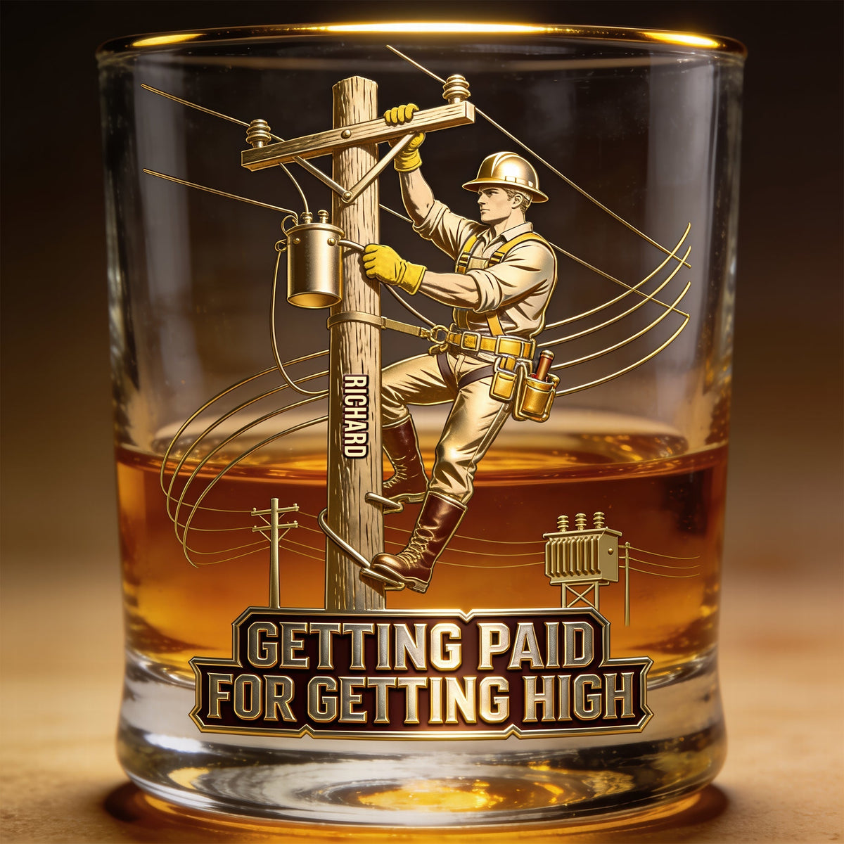 Proud Lineman Round Glass - Personalized Gifts For Workers 01PGQN100626