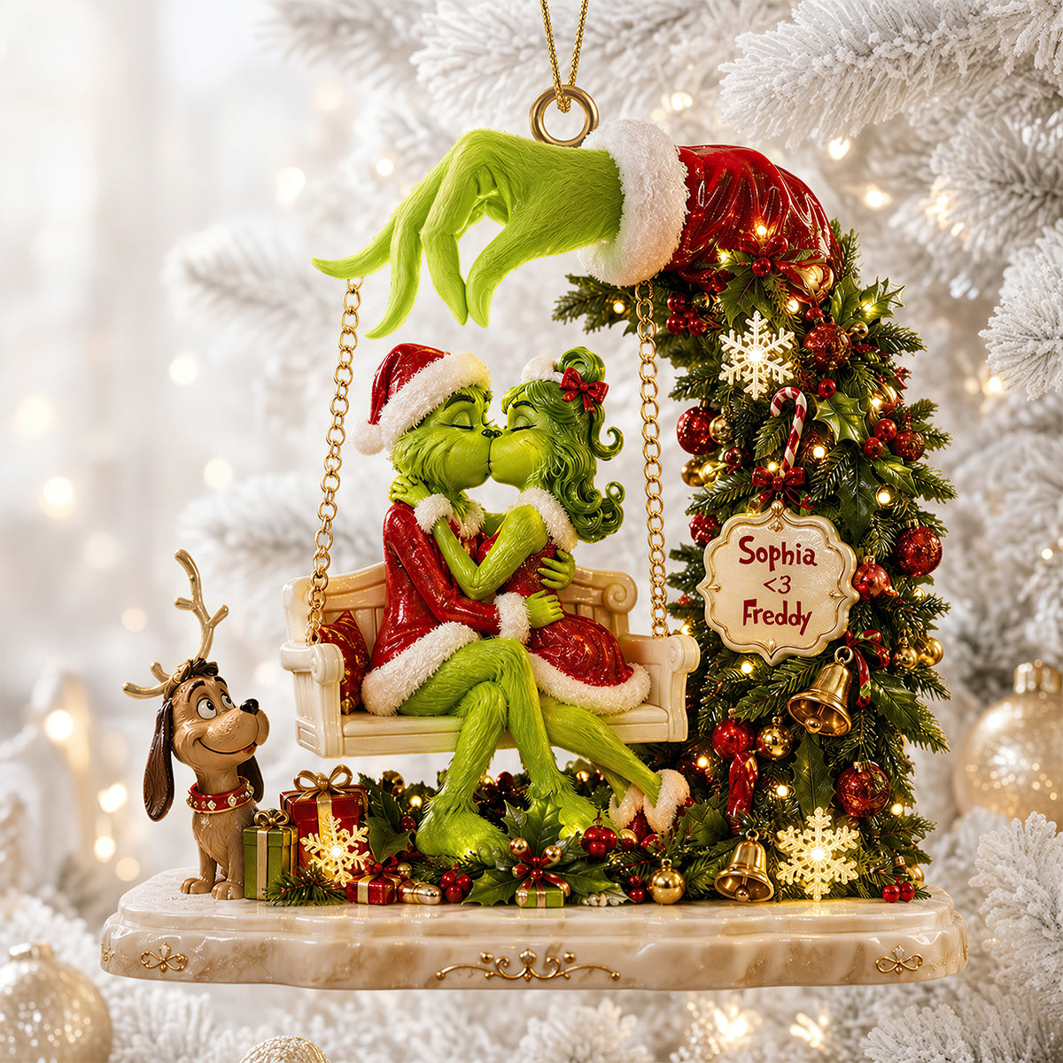Kissing Couple Christmas Ornament - Personalized Gifts For Couple 02padt310826