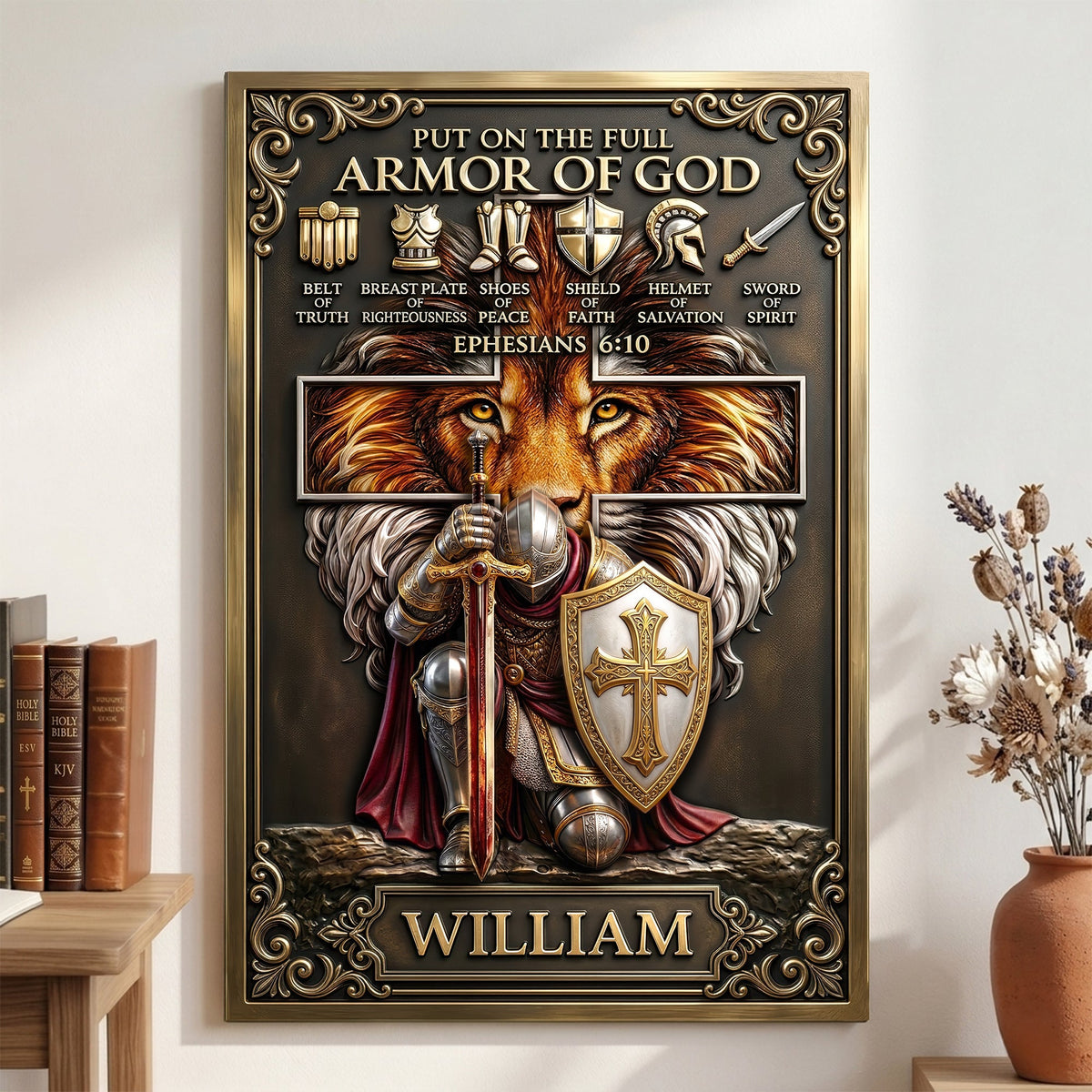 Kneeling Knight Jesus Printed Metal Sign - Personalized Gifts For Christians 01hulu030626