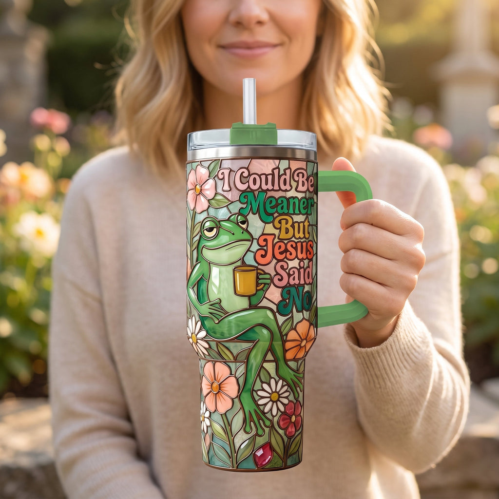 Jesus Mean Frog Tumbler With Handle - Personalized Gifts For Christian 01PAQN170726