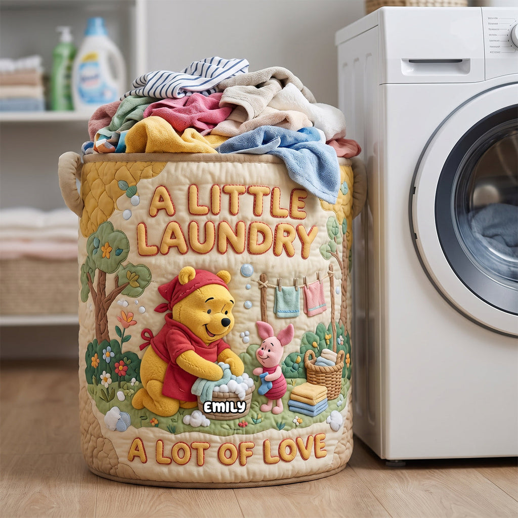 A Little Laundry A Lot Of Love Quilted Laundry Basket - Personalized Gifts 04tydh300626
