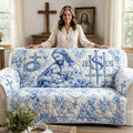 Jesus Christ Savior Toile De Jouy Quited Sofa Cover, Personalized Gifts For Christians 01qhdt290626