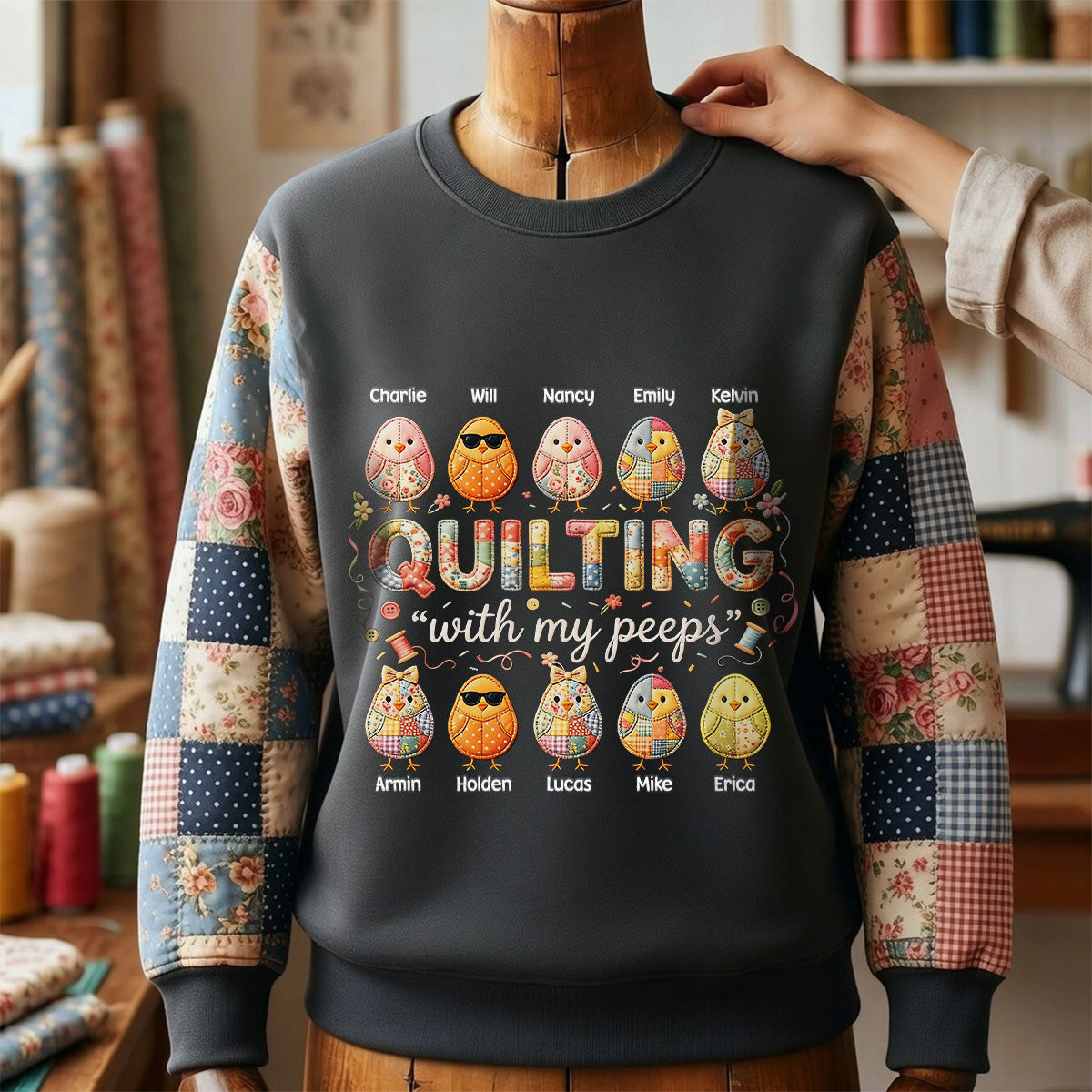 Quilting With My Peeps - Personalized Easter Gifts For Grandma Shirt 01pamg200326