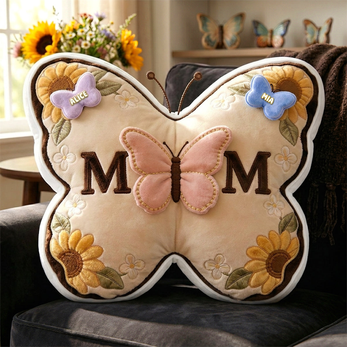 Butterfly Mom Custom Pillow  - Personalized Gifts For Mother 02nadh060426