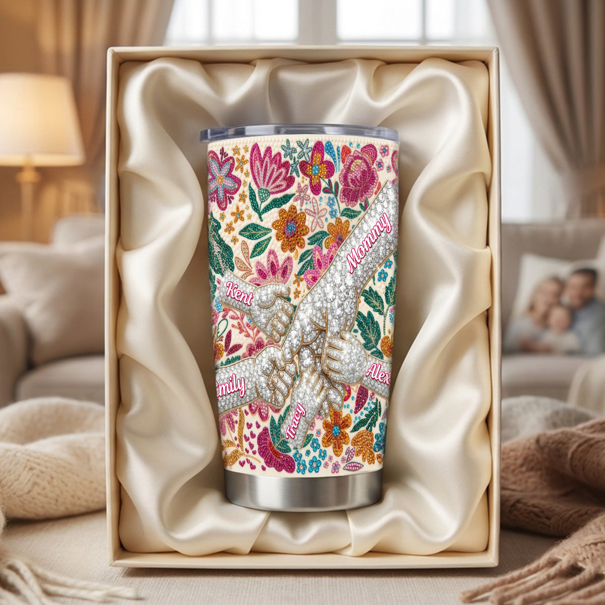 Holding Mom‘s Hand Flower Tumbler - Personalized Gifts For Mothers 04namg090326