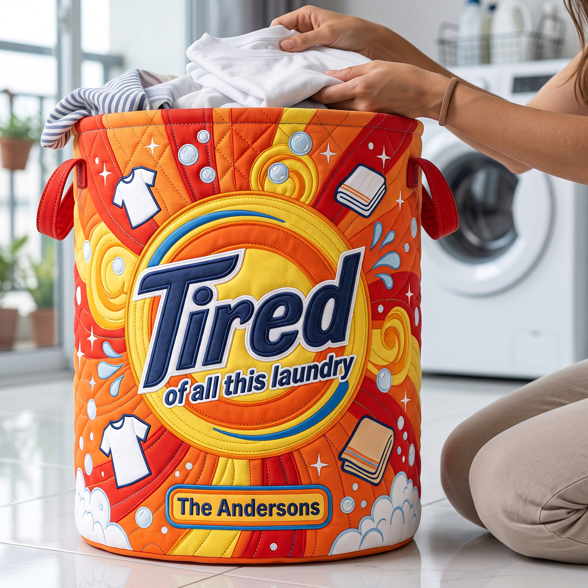 Tired Of All The Laundry Quilted Laudry Basket - Personalized Gifts For Family 01huta140726
