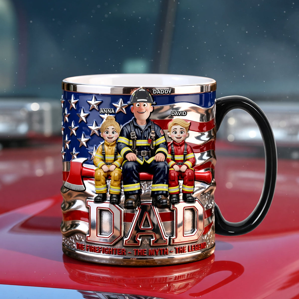 Proud American Firefighter Dad Magic Mug, Personalized Gifts For Firefighter Dads 01QHQN230526