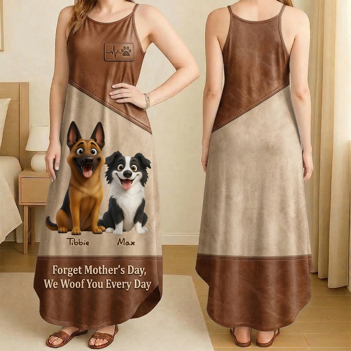 Dog Mom Suspender Maxi Dress - Personalized Gifts For Mothers 03natn240326