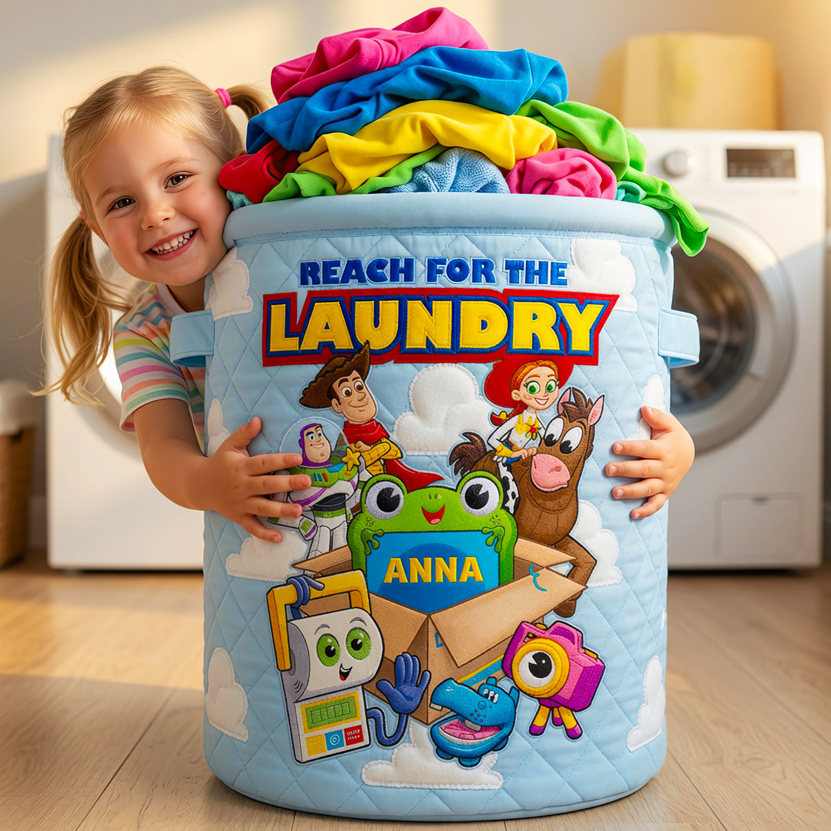 Reach For The Quilted Laundry Basket - Personalized Gifts 03todt030726
