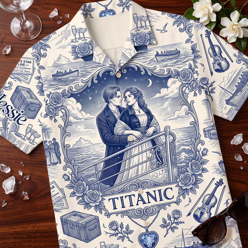 Romantic Toile de Jouy Hawaiian Shirt Personalized Gifts For Couple 02PGTA160726
