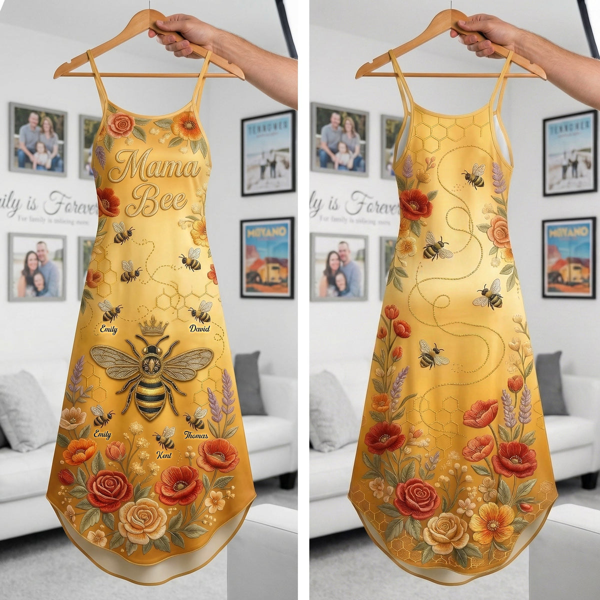 Cute Little Bee Suspender Maxi Dress - Personalized Gift For Grandma/ Mom 01PAQN200326