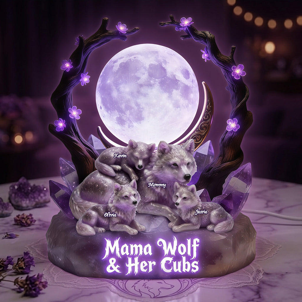 Mama Wolf Acrylic Light Box - Personalized Gifts For Mom 03TYTA170426
