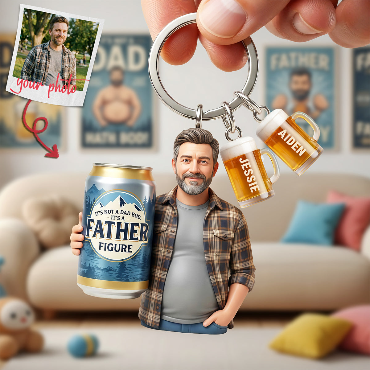 Dad Beer Acrylic Tag Keychain - Custom Photo Gifts For Dads 02nata080526