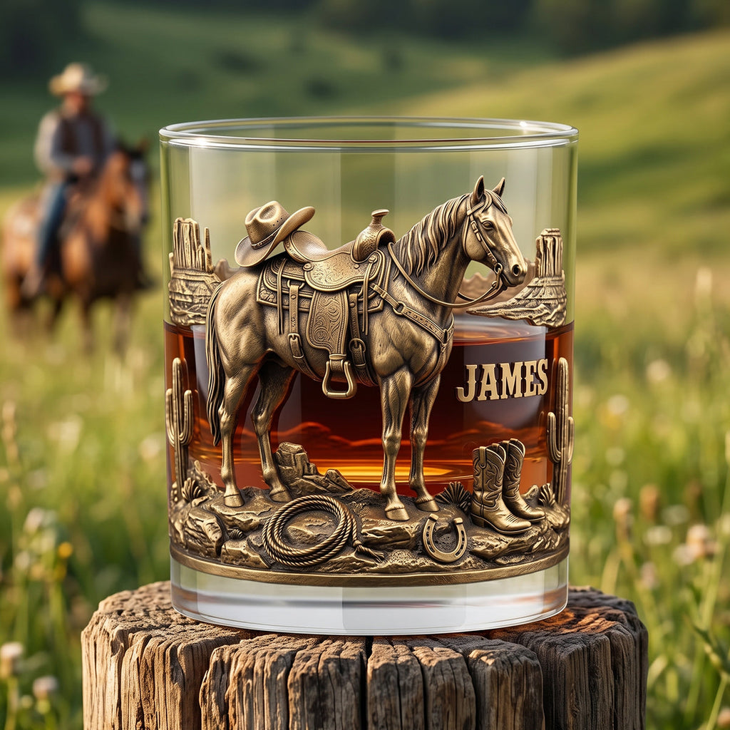 Horse Cowboy Round Glass - Personalized Gifts For Horse Lovers 04TYTN290626
