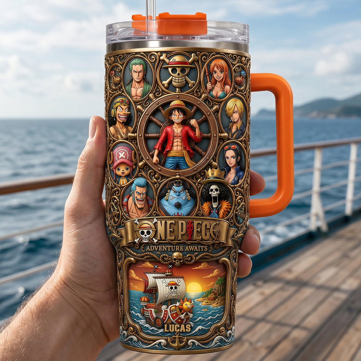 Adventure Awaits Tumbler With Handle - Personalized Gifts For Anime Lovers 05tydt070726
