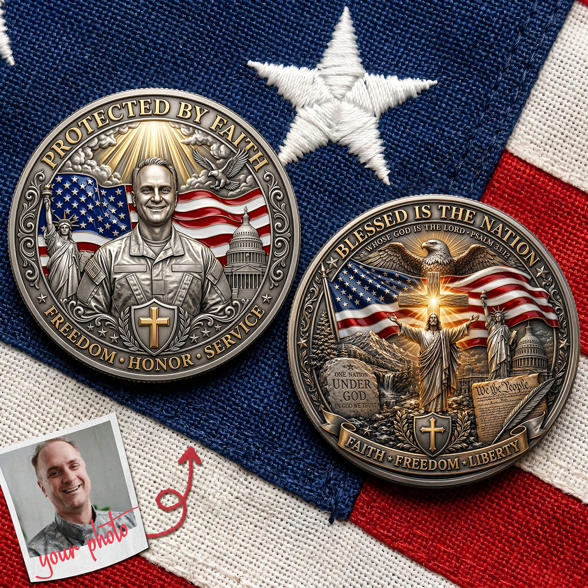 Honor Printed Metal Coin - Custom Photo Gifts For Veterans 03pata150626