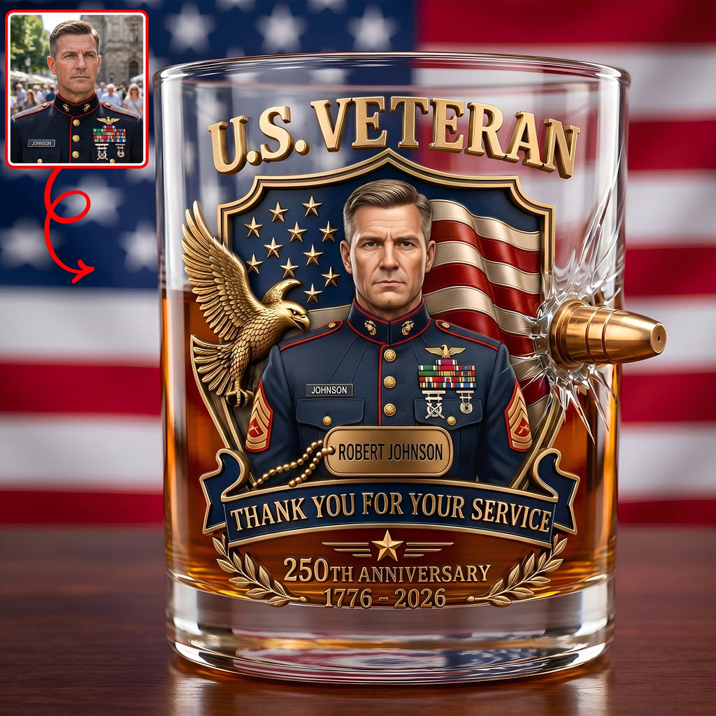 Honor Veteran Bullet Glass - Custom Photo Gifts For Veterans 01tyqn240626