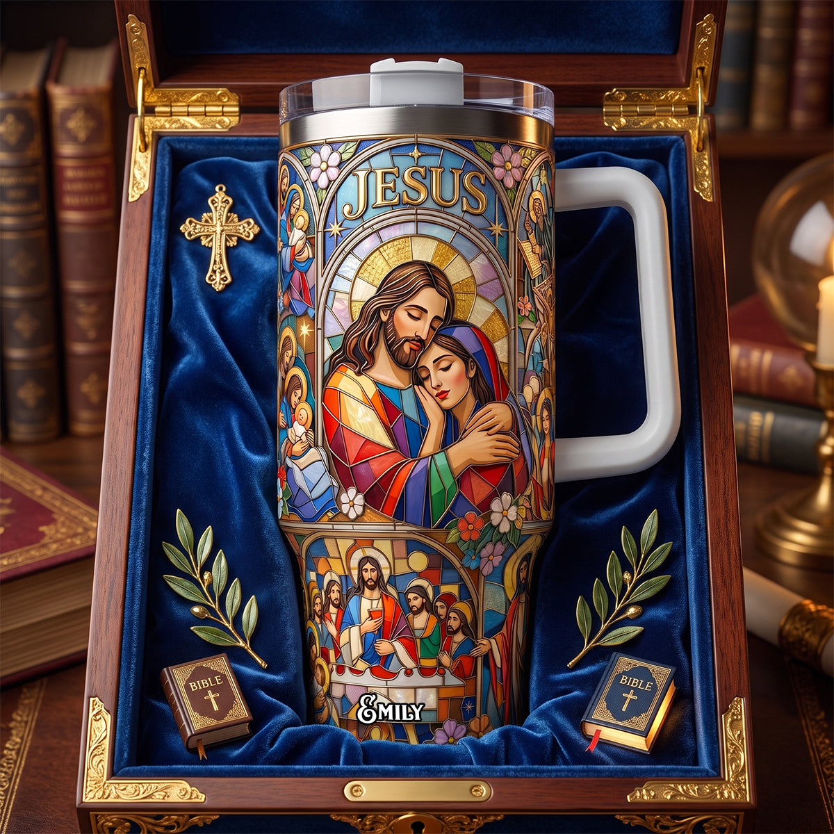 Jesus And The Saints 40oz Tumbler With Handle - Personalized Gifts For Christians 01padh010726