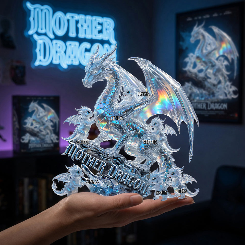 Magnificent Ice Dragon Mom Acrylic Plaque - Personalized Gifts For Mom 02QHDT200426