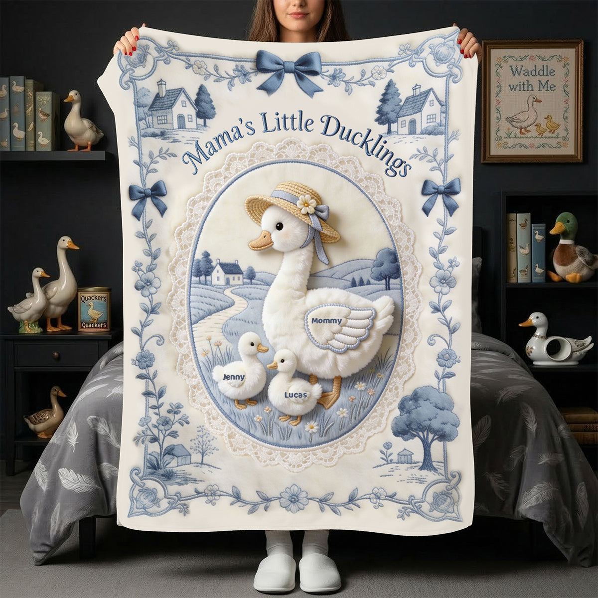 Mama's Little Ducklings Blanket - Personalized Gifts For Mom 03PGTN170326
