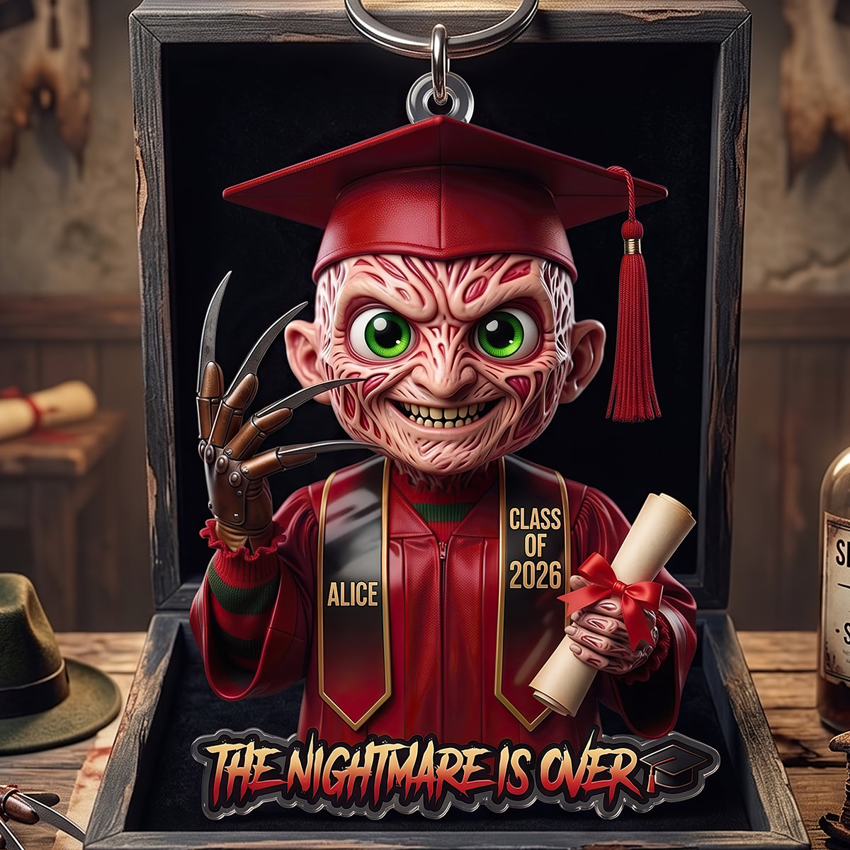 Horror Villain Graduate Keychain - Personalized Gifts For Graduation Keychain 03HUDT150526