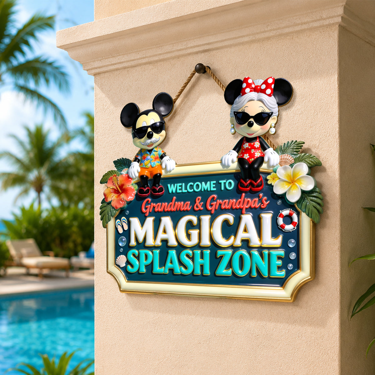Tropical Splash Zone Acrylic Sign - Personalized Gifts For Grandparents 01PGDH140726