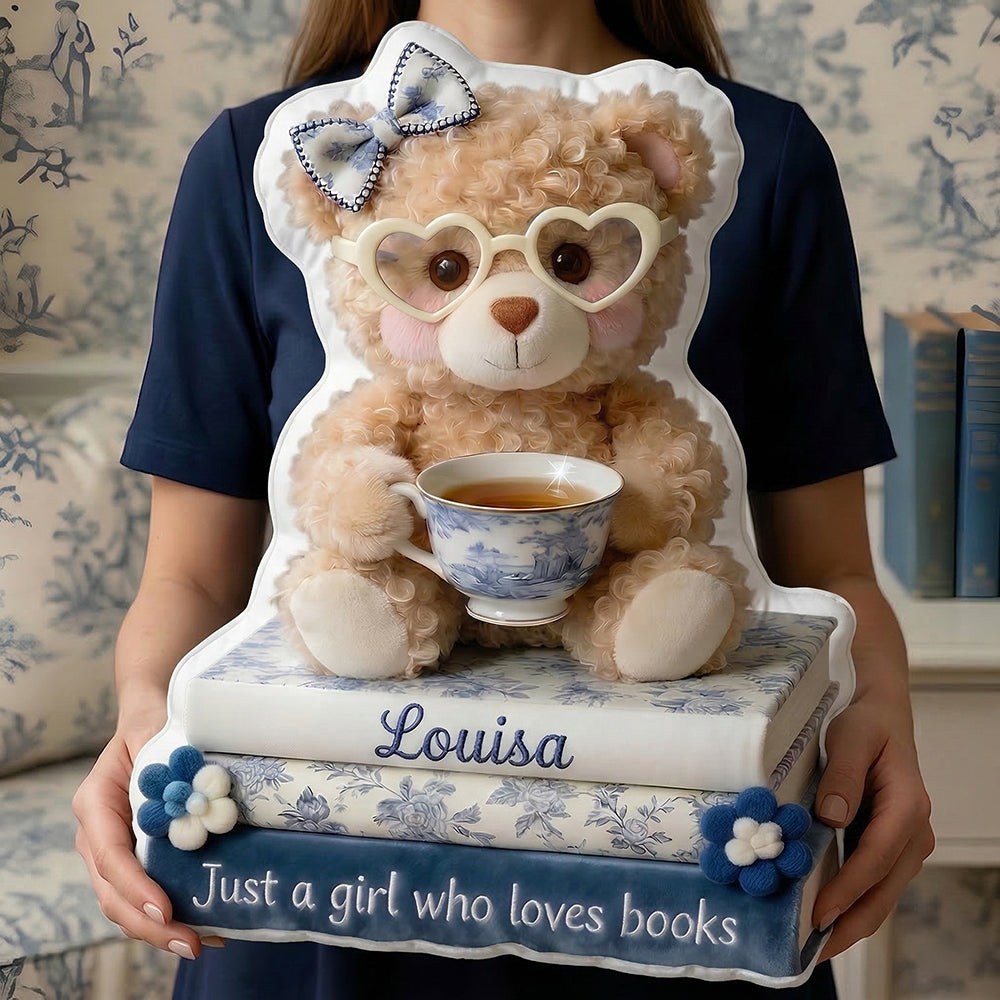 Book Girl Toile de Jouy Pillow Personalized Gifts For Book Lovers 05PGDT170326