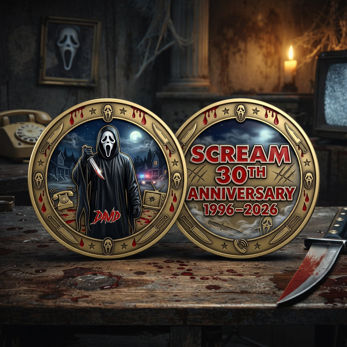 30 Years Anniversary Metal Coin - Personalized Gifts For Horror Fans Printed Metal Coin 05OHLU120326