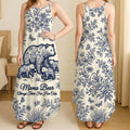 Toile De Jouy Bear Mom Dress - Personalized Gifts For Mother's Day Suspender Maxi Dress 01NATA250326