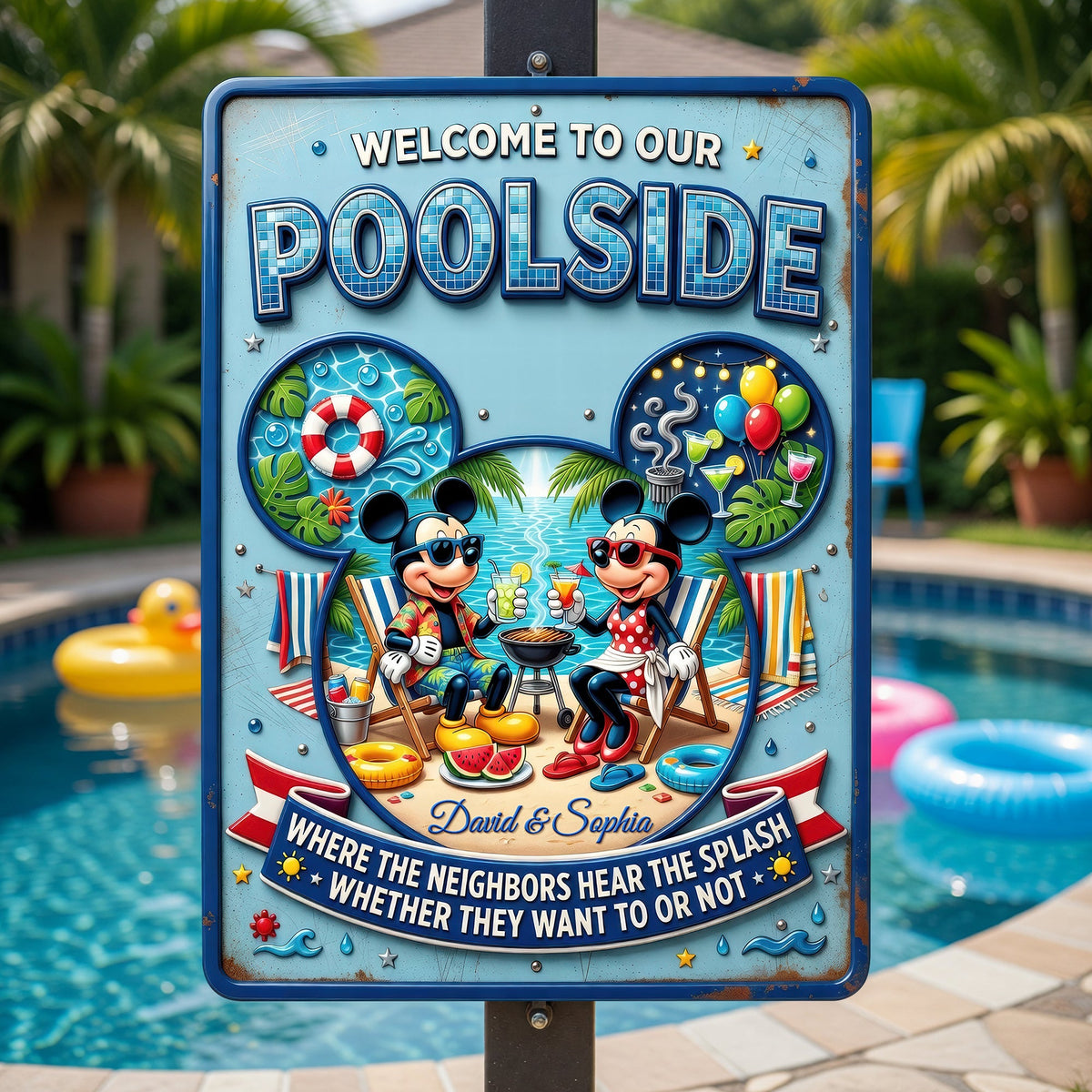 Welcome To Our Poolside Metal Sign - Personalized Gifts For Couples 05toqn180626