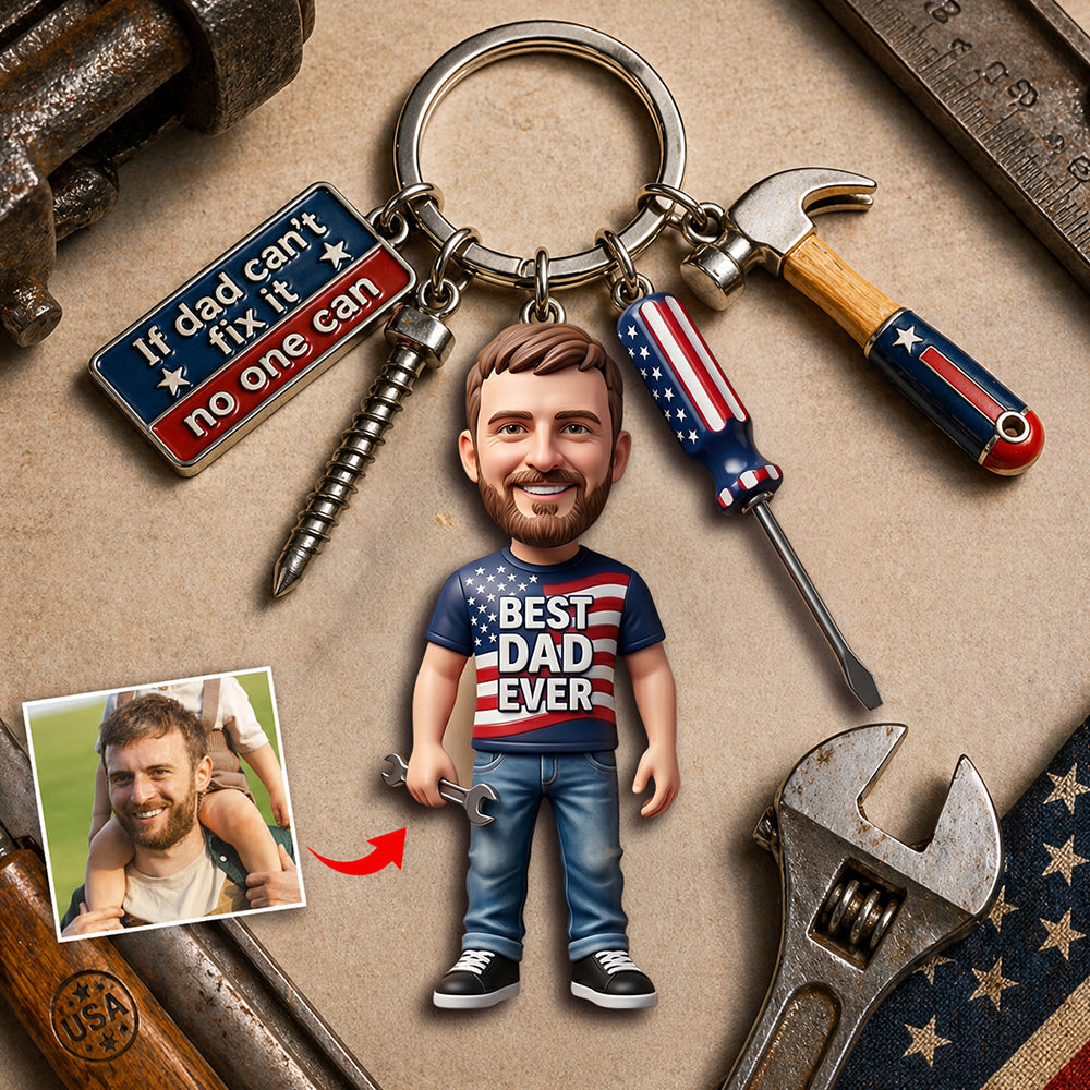 USA Tool Kit Daddy Keychain With Charms Custom Photo Gifts 03PADT020526