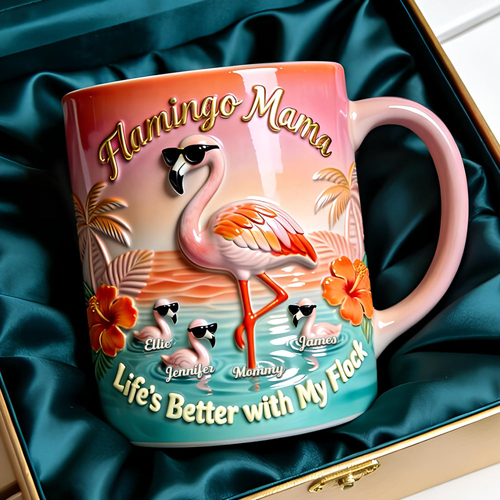 Flamingo Mom With Kids Accent Mug - Personalized Gifts For Mom 01pgdt040326