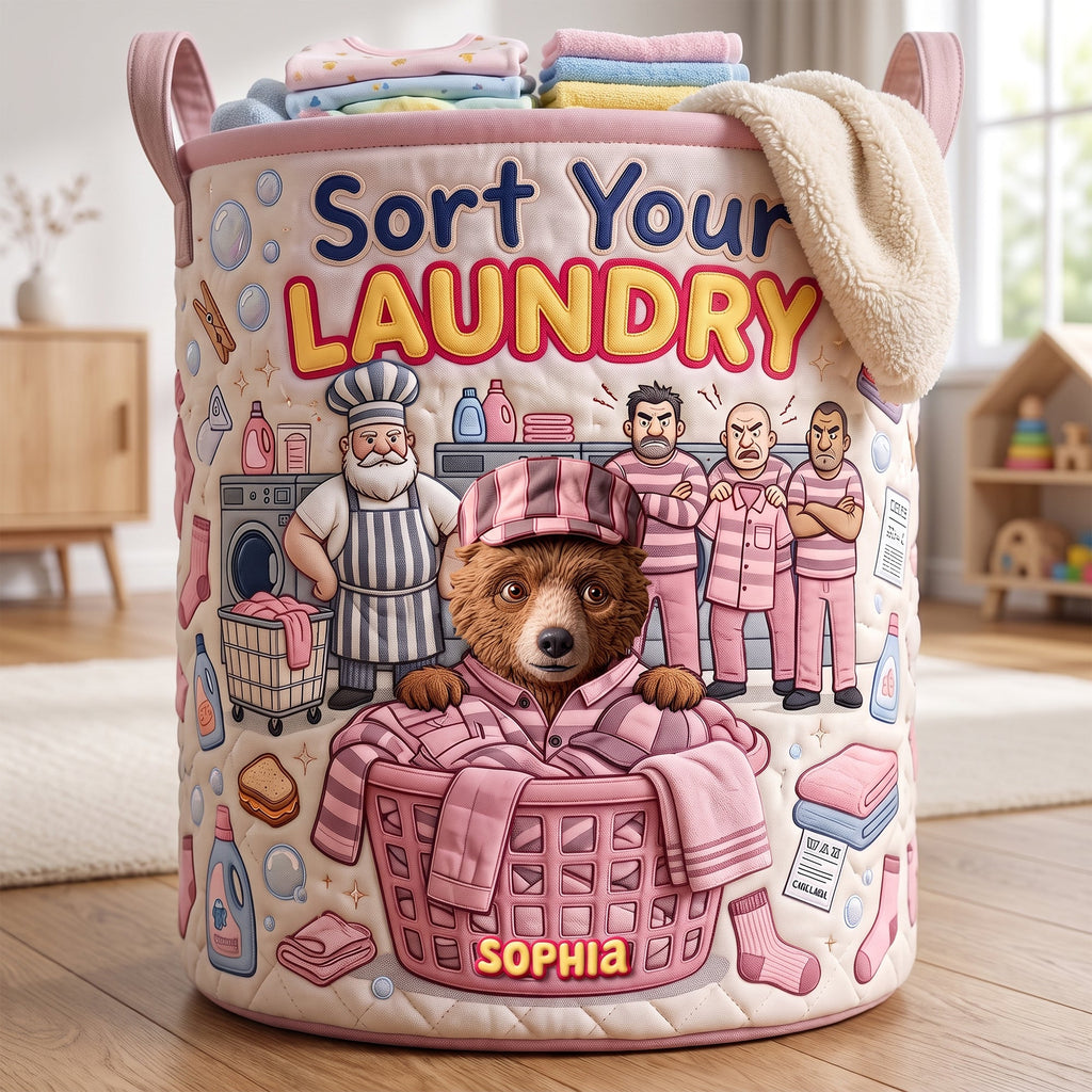 Fun Color Bleeding Quilted Laundry Basket, Personalized Gifts 02qhqn110726