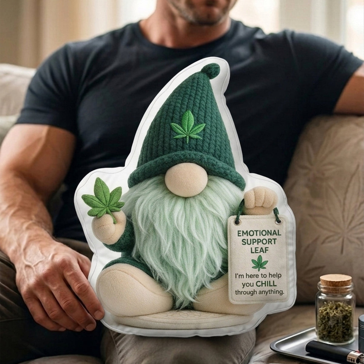Funny Emotional Support Gnome Pillow  - Personalized Gifts For Smoking Lover Pillow 03TOLU270326